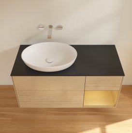 Тумба под раковину Villeroy & Boch Finion 120х50,1 см с подсветкой МДФ шпон дуба/стекло черное матовое FA52HFPC