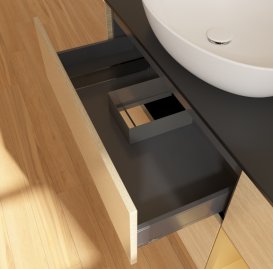 Тумба под раковину Villeroy & Boch Finion 120х50,1 см с подсветкой МДФ шпон дуба/стекло черное матовое FA52HFPC