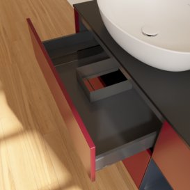 Тумба під раковину Villeroy & Boch Finion 120х50,1 см з підсвічуванням МДФ півонія матовий лак/скло чорне матове FA52HGHB