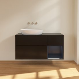 Тумба под раковину Villeroy & Boch Finion 120х50,1 см с подсветкой МДФ черный матовый лак/стекло черное матовое FA52HGPD