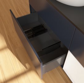 Тумба под раковину Villeroy & Boch Finion 120х50,1 см с подсветкой МДФ темно-синий матовый лак/стекло черное матовое FA52MTHG