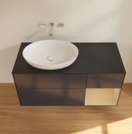 Тумба під раковину Villeroy & Boch Finion 120х50,1 см із підсвічуванням МДФ темно-синій матовий лак/скло чорне матове FA52PCHG