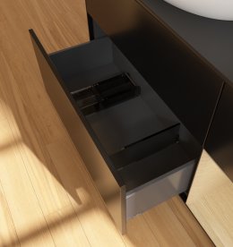 Тумба під раковину Villeroy & Boch Finion 120х50,1 см з підсвічуванням МДФ чорний матовий лак/скло чорне матове FA52PCPD