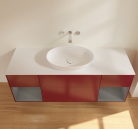 Тумба под раковину Villeroy & Boch Finion 160х50,1 см с подсветкой МДФ пион матовый лак/стекло белое матовое FD01GKHB