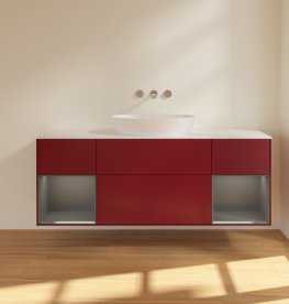 Тумба под раковину Villeroy & Boch Finion 160х50,1 см с подсветкой МДФ пион матовый лак/стекло белое матовое FD01GKHB