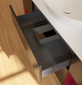 Тумба под раковину Villeroy & Boch Finion 160х50,1 см с подсветкой МДФ черный матовый лак/стекло белое матовое FD01HBPD