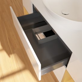 Тумба под раковину Villeroy & Boch Finion 160х50,1 см с подсветкой МДФ глянцевый белый лак/стекло белое матовое FD01HFGF