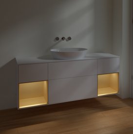 Тумба под раковину Villeroy & Boch Finion 160х50,1 см с подсветкой МДФ белый матовый лак/стекло белое матовое FD01HFMT