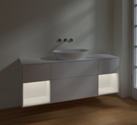 Тумба под раковину Villeroy & Boch Finion 160х50,1 см с подсветкой МДФ глянцевый белый лак/стекло белое матовое FD01MTGF