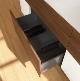 Тумба под раковину Villeroy & Boch Finion 160х50,1 см с подсветкой МДФ шпон грецкого ореха/стекло белое матовое FD01MTGN