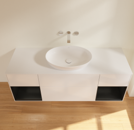 Тумба под раковину Villeroy & Boch Finion 160х50,1 см с подсветкой МДФ глянцевый белый лак/стекло белое матовое FD01PDGF