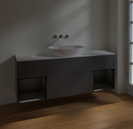 Тумба под раковину Villeroy & Boch Finion 160х50,1 см с подсветкой МДФ антрацит матовый лак/стекло белое матовое FD01PDGK