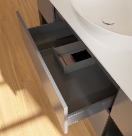 Тумба под раковину Villeroy & Boch Finion 160х50,1 см с подсветкой МДФ антрацит матовый лак/стекло белое матовое FD01PDGK