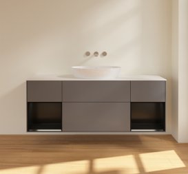 Тумба под раковину Villeroy & Boch Finion 160х50,1 см с подсветкой МДФ антрацит матовый лак/стекло белое матовое FD01PDGK