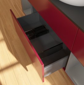 Тумба под раковину Villeroy & Boch Finion 160х50,1 см с подсветкой МДФ пион матовый лак/стекло черное матовое FD02GKHB