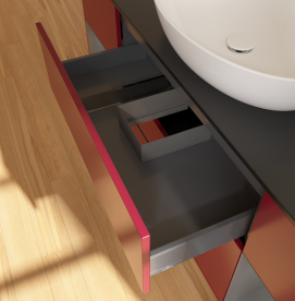 Тумба под раковину Villeroy & Boch Finion 160х50,1 см с подсветкой МДФ пион матовый лак/стекло черное матовое FD02GKHB