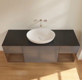 Тумба под раковину Villeroy & Boch Finion 160х50,1 см с подсветкой МДФ антрацит матовый лак/стекло черное матовое FD02GNGK