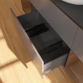 Тумба под раковину Villeroy & Boch Finion 160х50,1 см с подсветкой МДФ антрацит матовый лак/стекло черное матовое FD02GNGK