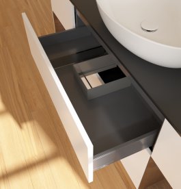 Тумба под раковину Villeroy & Boch Finion 160х50,1 см с подсветкой МДФ белый матовый лак/стекло черное матовое FD02GNMT