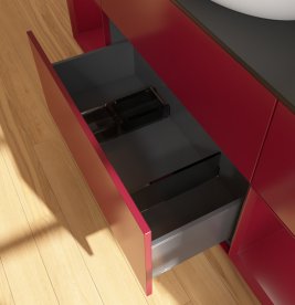 Тумба під раковину Villeroy & Boch Finion 160х50,1 см з підсвічуванням МДФ півонія матовий лак/скло чорне матове FD02HBHB