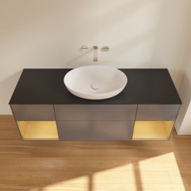 Тумба под раковину Villeroy & Boch Finion 160х50,1 см с подсветкой МДФ антрацит матовый лак/стекло черное матовое FD02HFGK