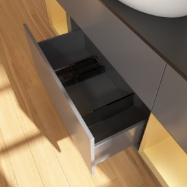 Тумба под раковину Villeroy & Boch Finion 160х50,1 см с подсветкой МДФ антрацит матовый лак/стекло черное матовое FD02HFGK