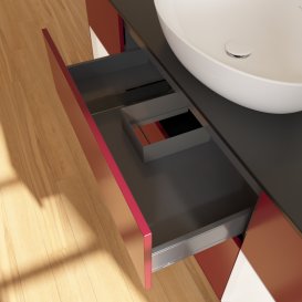 Тумба под раковину Villeroy & Boch Finion 160х50,1 см с подсветкой МДФ пион матовый лак/стекло черное матовое FD02MTHB