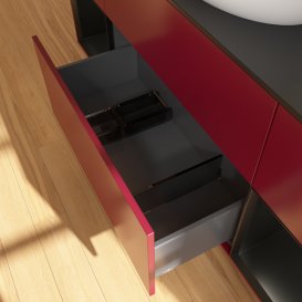 Тумба под раковину Villeroy & Boch Finion 160х50,1 см с подсветкой МДФ пион матовый лак/стекло черное матовое FD02PDHB