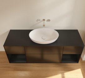 Тумба під раковину Villeroy & Boch Finion 160х50,1 см із підсвічуванням МДФ чорний матовий лак/скло чорне матове FD02PDPD