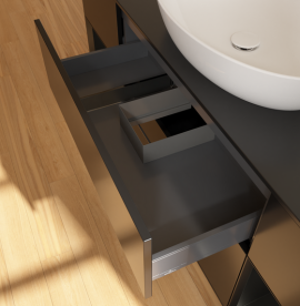 Тумба під раковину Villeroy & Boch Finion 160х50,1 см із підсвічуванням МДФ чорний матовий лак/скло чорне матове FD02PDPD