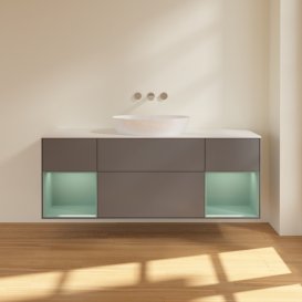 Тумба под раковину Villeroy & Boch Finion 160х50,1 см с подсветкой МДФ антрацит матовый лак/стекло белое матовое FD01GMGK