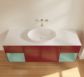 Тумба под раковину Villeroy & Boch Finion 160х50,1 см с подсветкой МДФ пион матовый лак/стекло белое матовое FD01GMHB