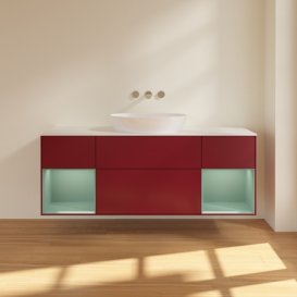 Тумба под раковину Villeroy & Boch Finion 160х50,1 см с подсветкой МДФ пион матовый лак/стекло белое матовое FD01GMHB