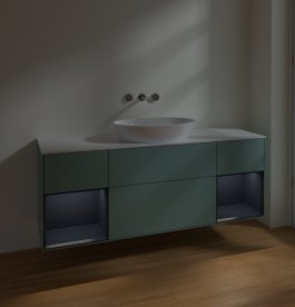 Тумба под раковину Villeroy & Boch Finion 160х50,1 см с подсветкой МДФ оливковый матовый лак/стекло белое матовое FD01HGGM