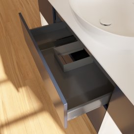 Тумба под раковину Villeroy & Boch Finion 160х50,1 см с подсветкой МДФ темно-синий матовый лак/стекло белое матовое FD01MTHG