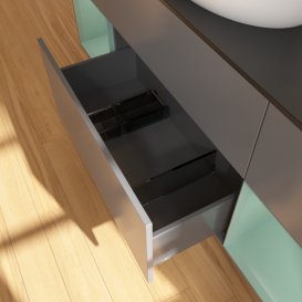 Тумба под раковину Villeroy & Boch Finion 160х50,1 см с подсветкой МДФ антрацит матовый лак/стекло черное матовое FD02GMGK