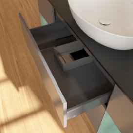 Тумба под раковину Villeroy & Boch Finion 160х50,1 см с подсветкой МДФ антрацит матовый лак/стекло черное матовое FD02GMGK