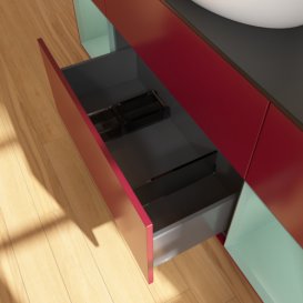 Тумба под раковину Villeroy & Boch Finion 160х50,1 см с подсветкой МДФ пион матовый лак/стекло черное матовое FD02GMHB