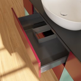 Тумба под раковину Villeroy & Boch Finion 160х50,1 см с подсветкой МДФ пион матовый лак/стекло черное матовое FD02GMHB