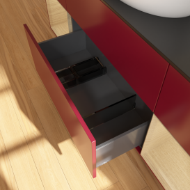 Тумба под раковину Villeroy & Boch Finion 160х50,1 см с подсветкой МДФ пион матовый лак/стекло черное матовое FD02PCHB