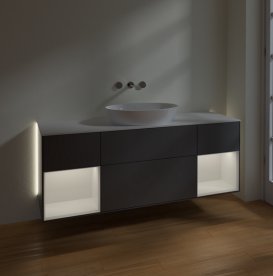Тумба під раковину Villeroy & Boch Finion 160х50,1 см із підсвічуванням МДФ антрацит матовий лак/скло біле матове GD01GFGK