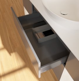 Тумба під раковину Villeroy & Boch Finion 160х50,1 см із підсвічуванням МДФ антрацит матовий лак/скло біле матове GD01GFGK