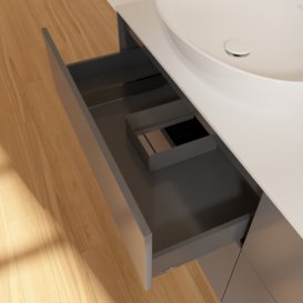 Тумба под раковину Villeroy & Boch Finion 160х50,1 см МДФ антрацит матовый лак/стекло белое матовое F96100GK