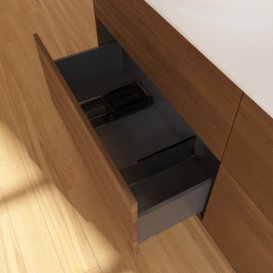 Тумба под раковину Villeroy & Boch Finion 160х50,1 см МДФ шпон грецкого ореха/стекло белое матовое F96100GN