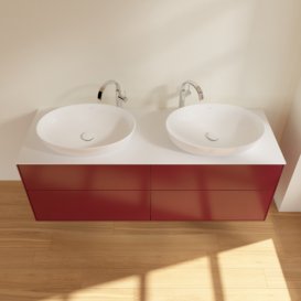 Тумба под раковину Villeroy & Boch Finion 160х50,1 см МДФ пион матовый лак/стекло белое матовое F96100HB