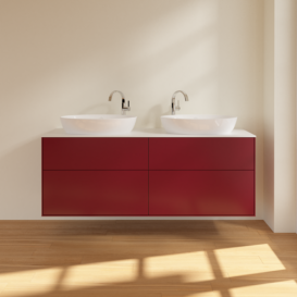 Тумба под раковину Villeroy & Boch Finion 160х50,1 см МДФ пион матовый лак/стекло белое матовое F96100HB