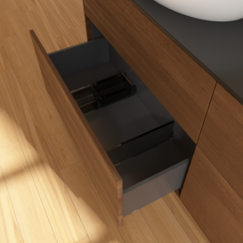 Тумба под раковину Villeroy & Boch Finion 160х50,1 см МДФ шпон грецкого ореха/стекло черное матовое F96200GN