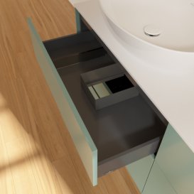 Тумба под раковину Villeroy & Boch Finion 160х50,1 см МДФ оливковый матовый лак/стекло белое матовое F96100GM