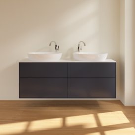 Тумба под раковину Villeroy & Boch Finion 160х50,1 см МДФ темно-синий матовый лак/стекло белое матовое F96100HG