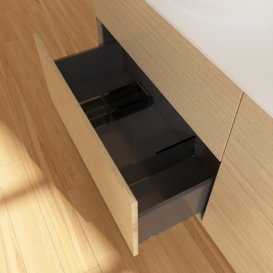 Тумба під раковину Villeroy & Boch Finion 160х50,1 см МДФ шпон дуба/скло біле матове F96100PC